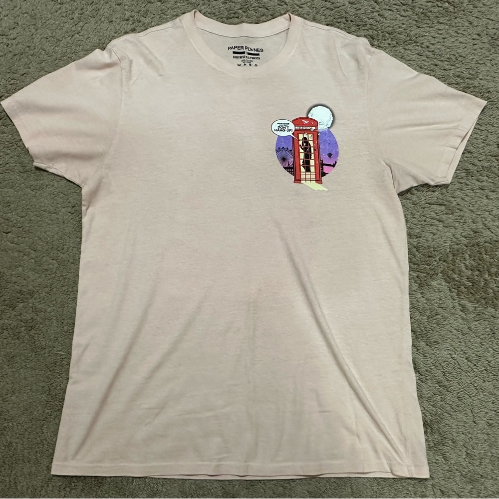 Paper Planes Men's Pink Graphic Tee Size L D-54